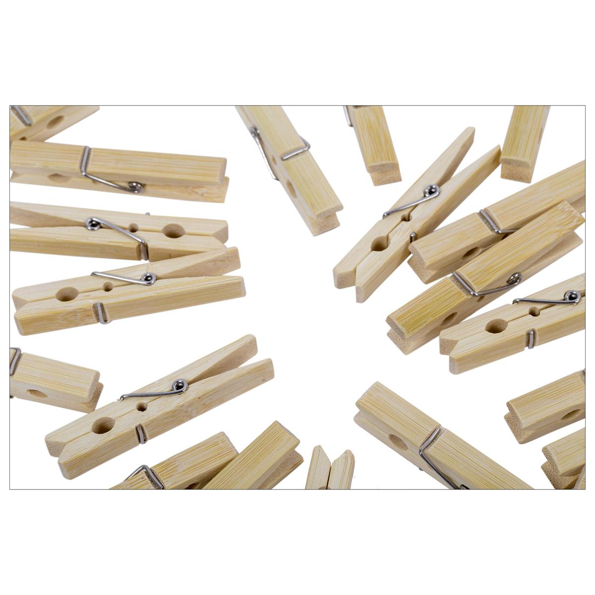 H.E. 24pc Bamboo Clothes Pins, window box, 7 cols