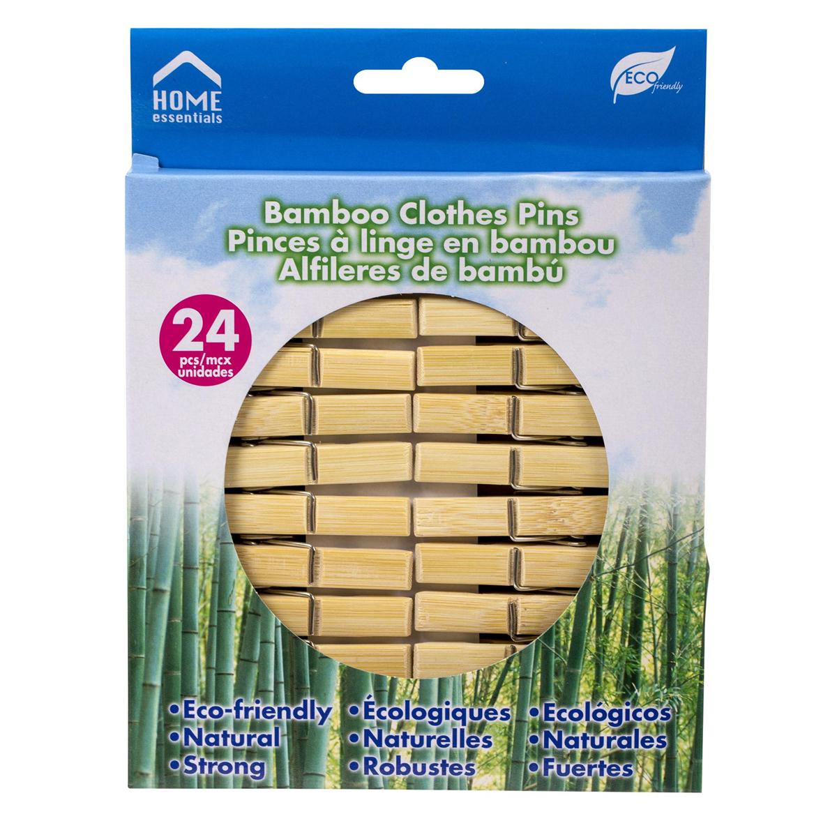 H.E. 24pc Bamboo Clothes Pins, window box, 7 cols