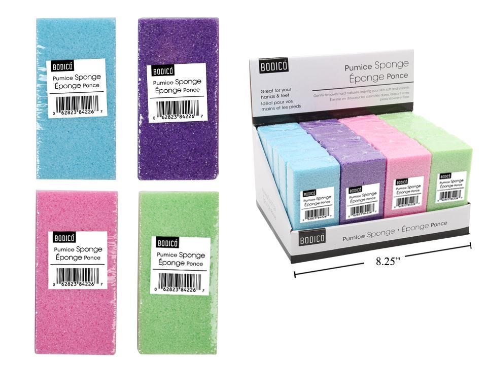 Bodico Pumice Sponge, 24pc/dpy, 4 col.