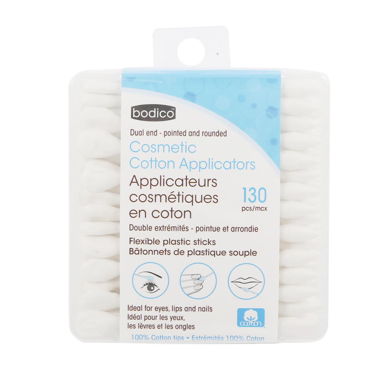 Bodico 130pc Cosmetic Cotton Swab, 2way, plastic box, shrink wrap