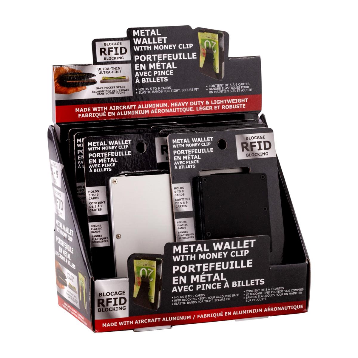 Metal Wallet with Money Clip, 3 cols, 6/Display box