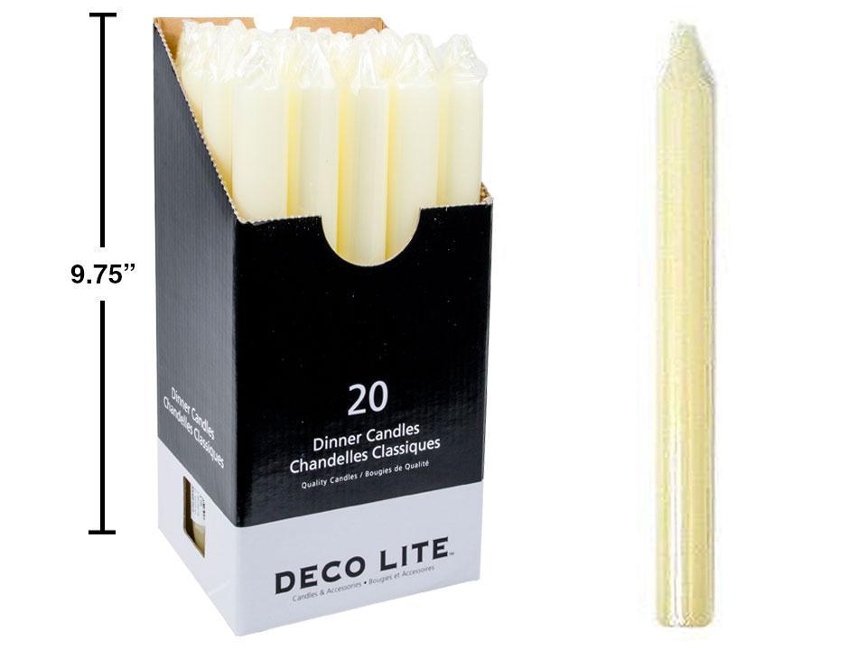 Deco Lite 10" Dinner Candle, Ivory, 20/dsp, cello wrapped