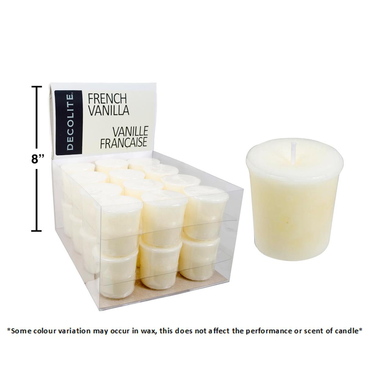 Deco Lite Votive Candle, French Vanilla, 24/dsp cardboard col lbl