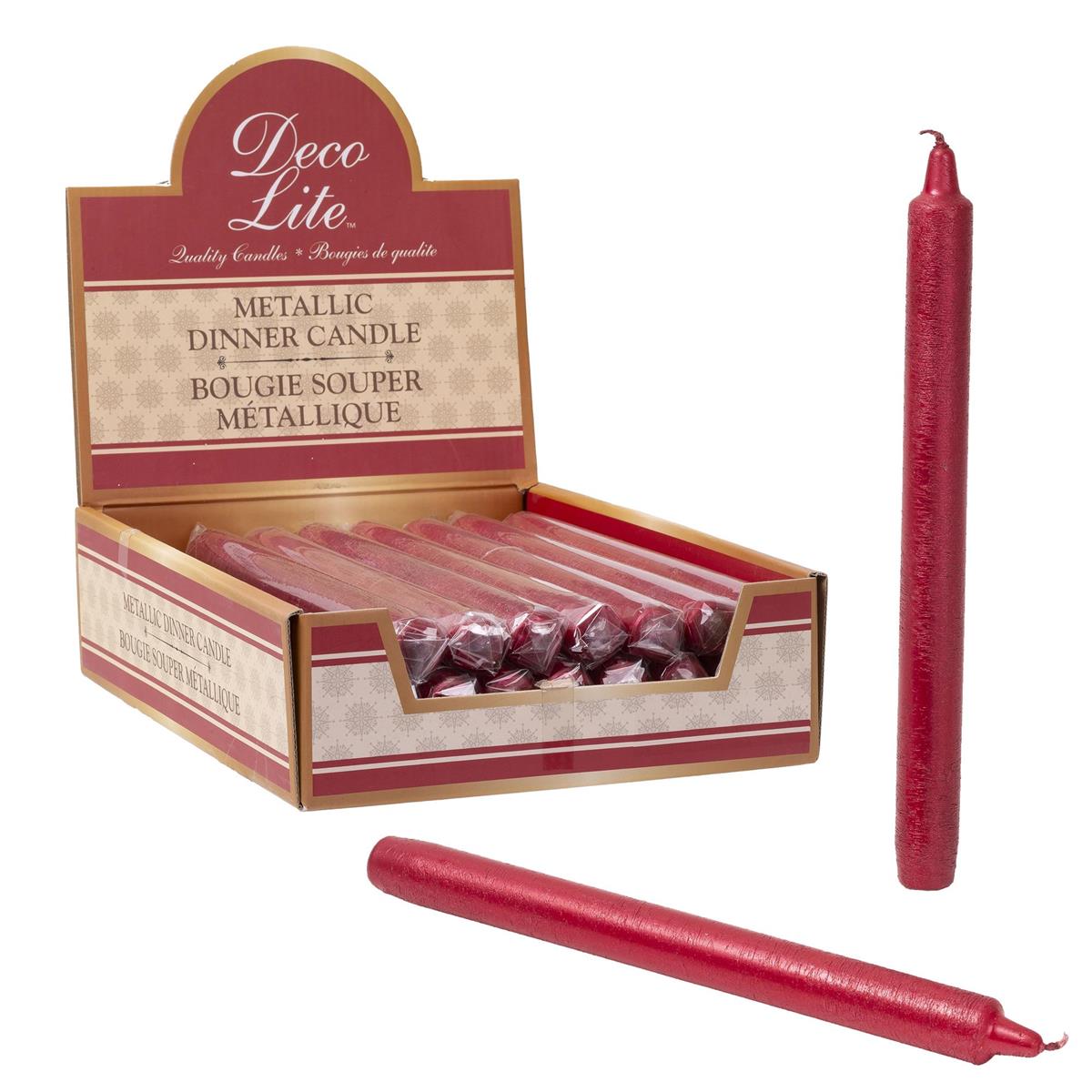 Radiance 10" Metallic Red Dinner Candle, 24/dsp