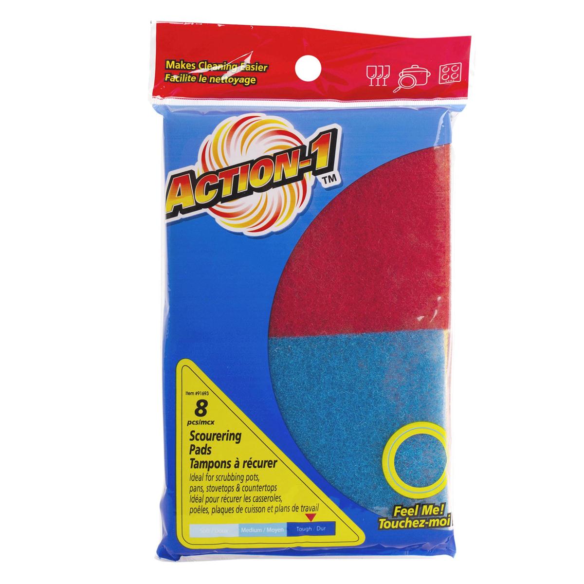 Action1 8PC Scouring Pads, Printed Bag,13x0.5cm (RS1903)
