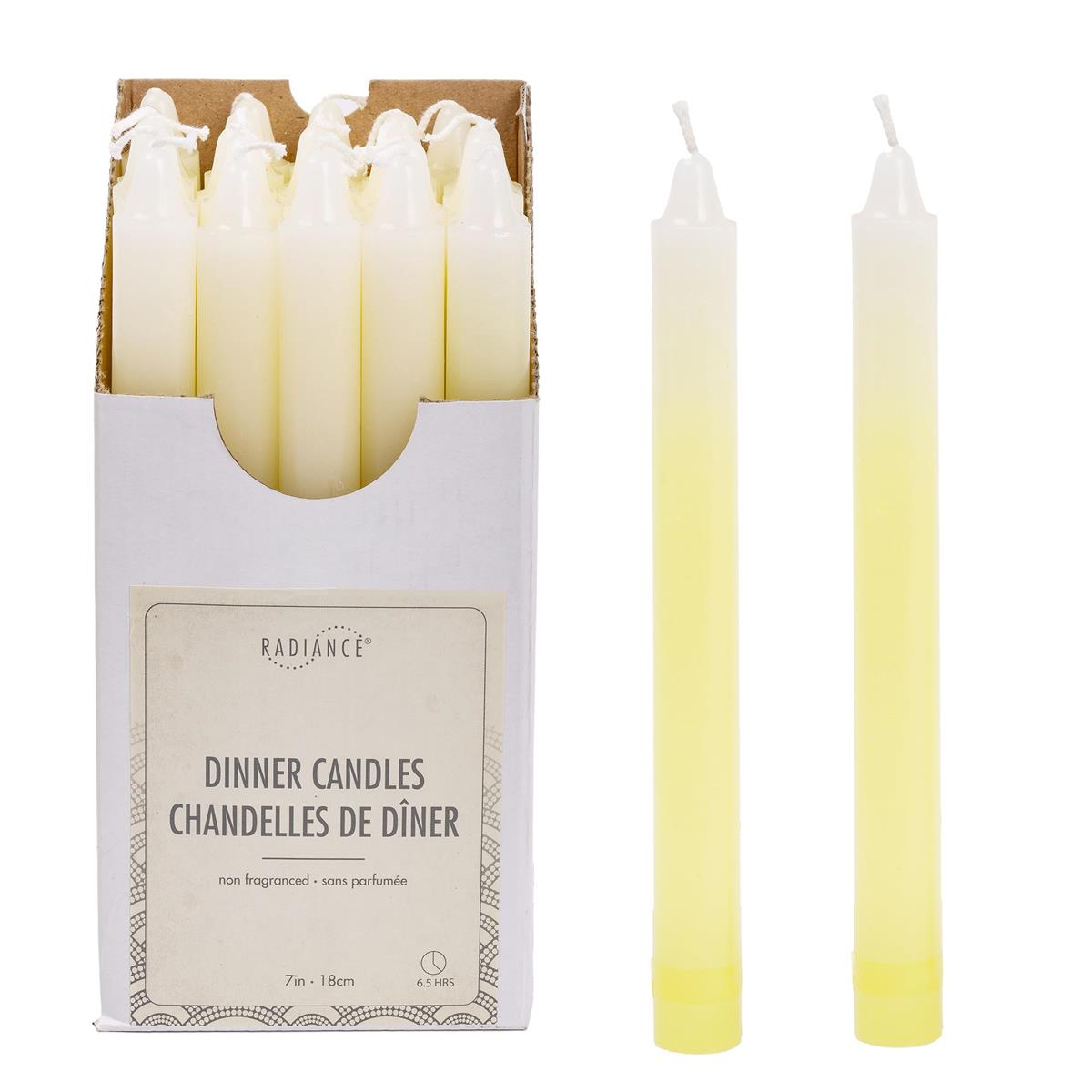 KG Radiance 7" Dinner Candle Ivory, Unscented 6.5Hrs (Az)