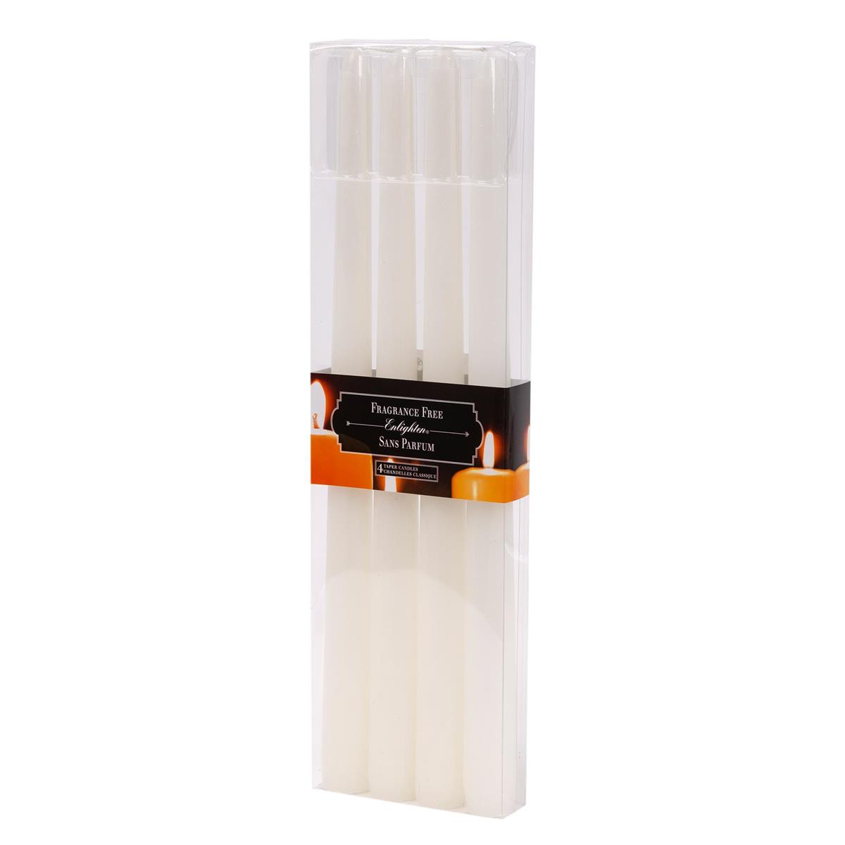KG Enlighten 4Pk 12" Taper Candle, White, Unscented (Az)