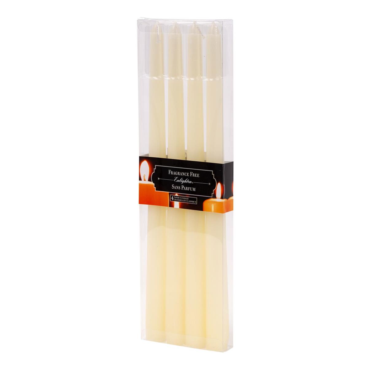 KG Enlighten 4Pk 12" Taper Candle, Ivory, Unscented (Az)