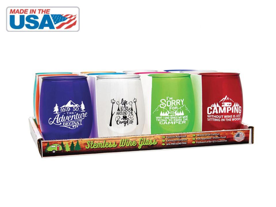 10oz.Shatter Proof Plastic Stemless Wine GlassCamping, 12/s, 12/PDQ