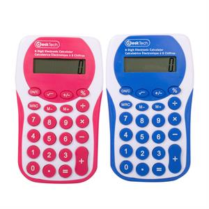 Desk Tech 8-digit Calculator, Blue & Pink Assort. b/c