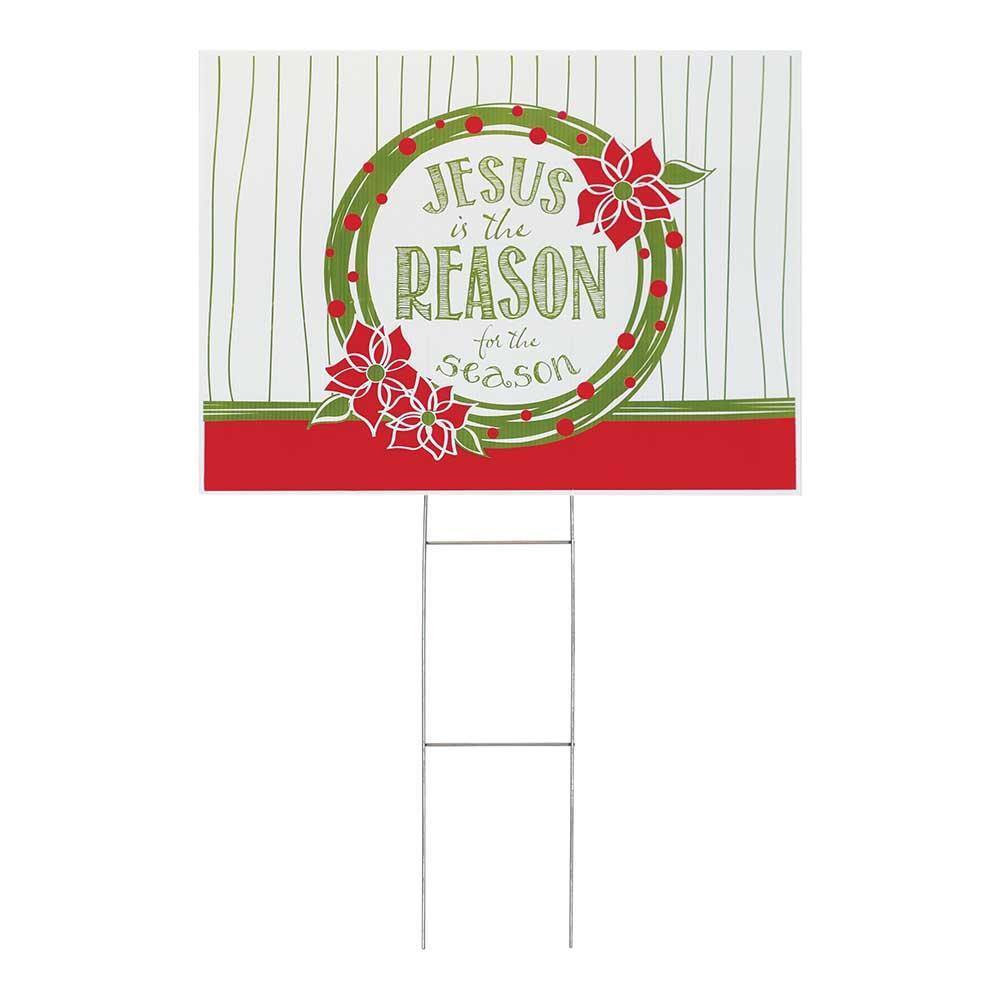 christmas-yard-sign-jesus-reason-wreath