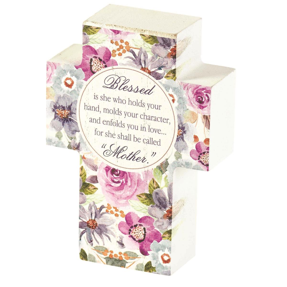 TPLKC34-52 | CROSS MOTHER BLESSED IS SHE TABLETOP, image size:1200x1200