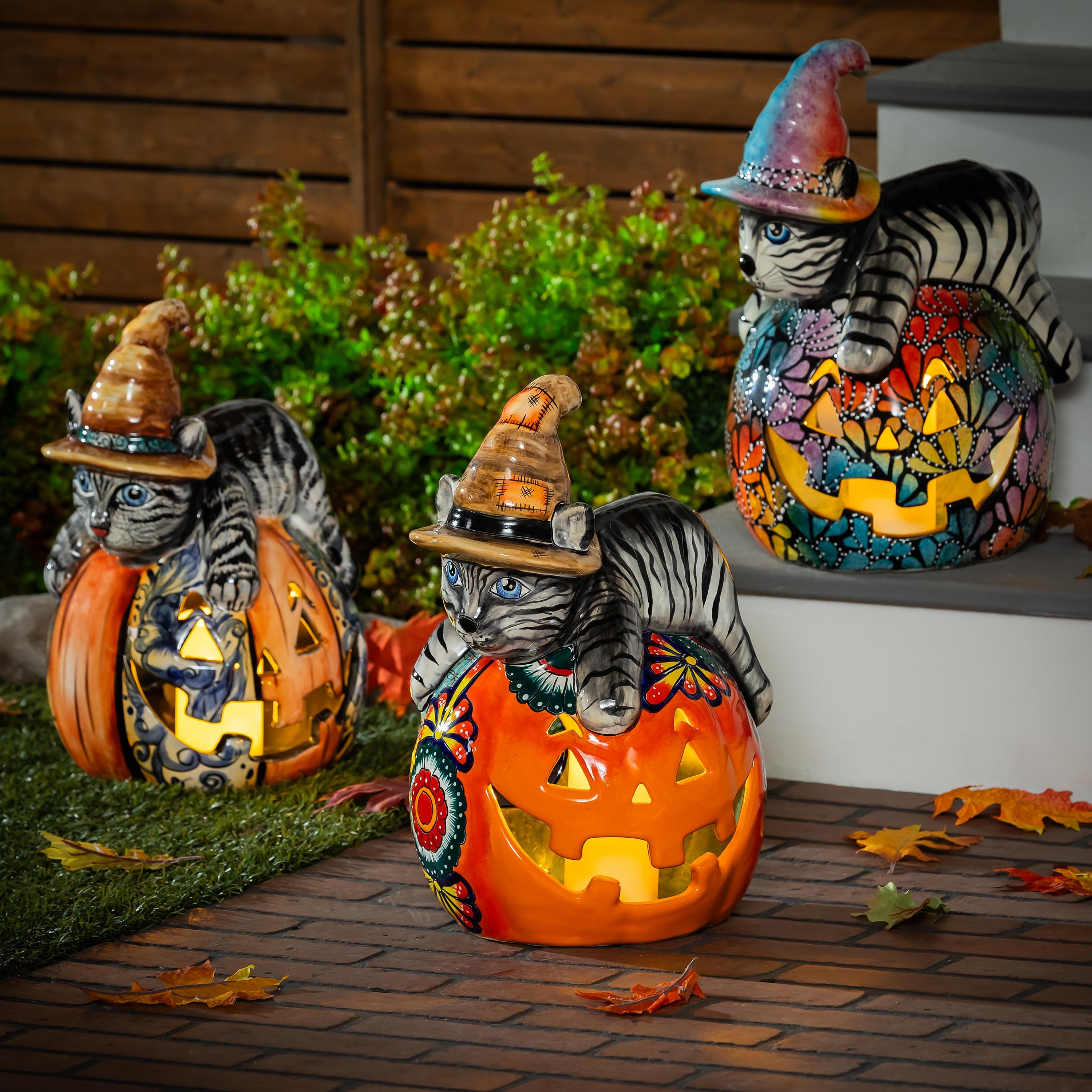 Mexican Talavera Witch Cat Jack O'Lantern Pumpkin Pallet Program