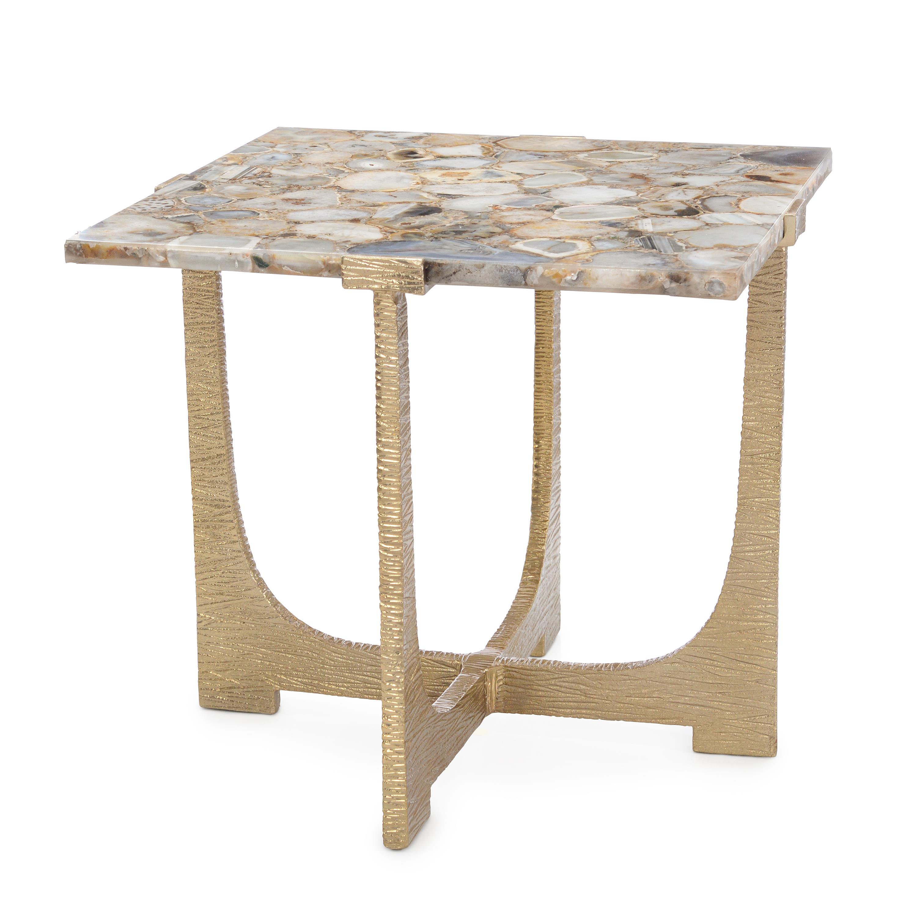 0422"H X 24"W X 24"D UNITY AGATE END TABLE, BRASS