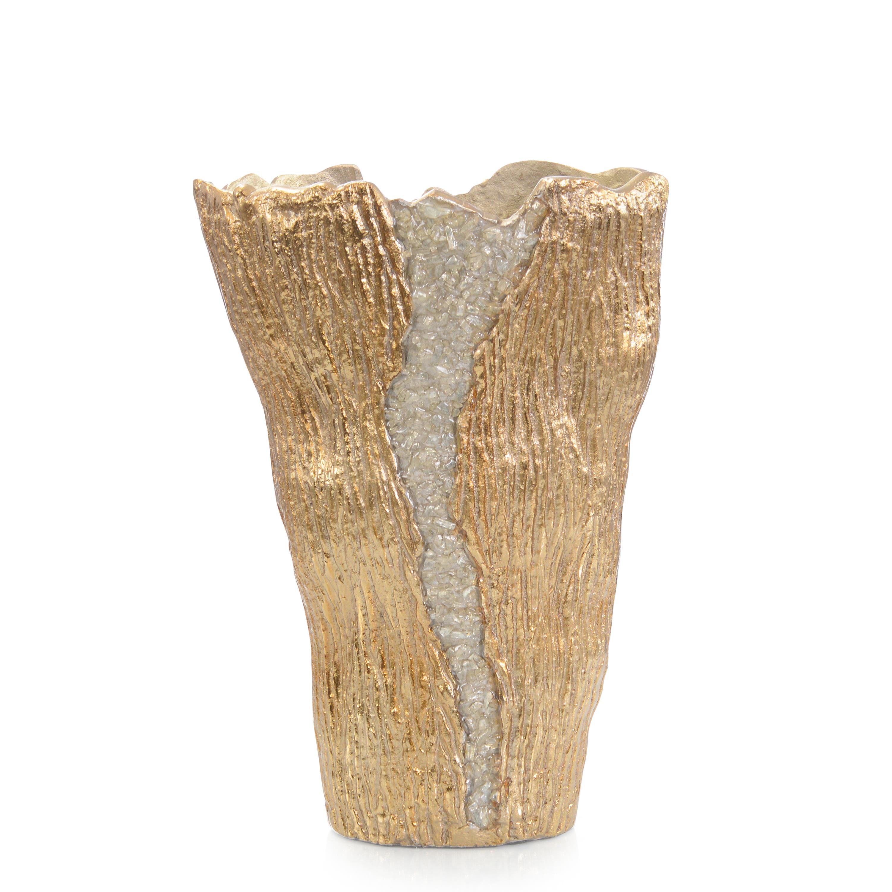HS-16.75Hx11.5Wx7.5D CASCADE VASE SM BRS