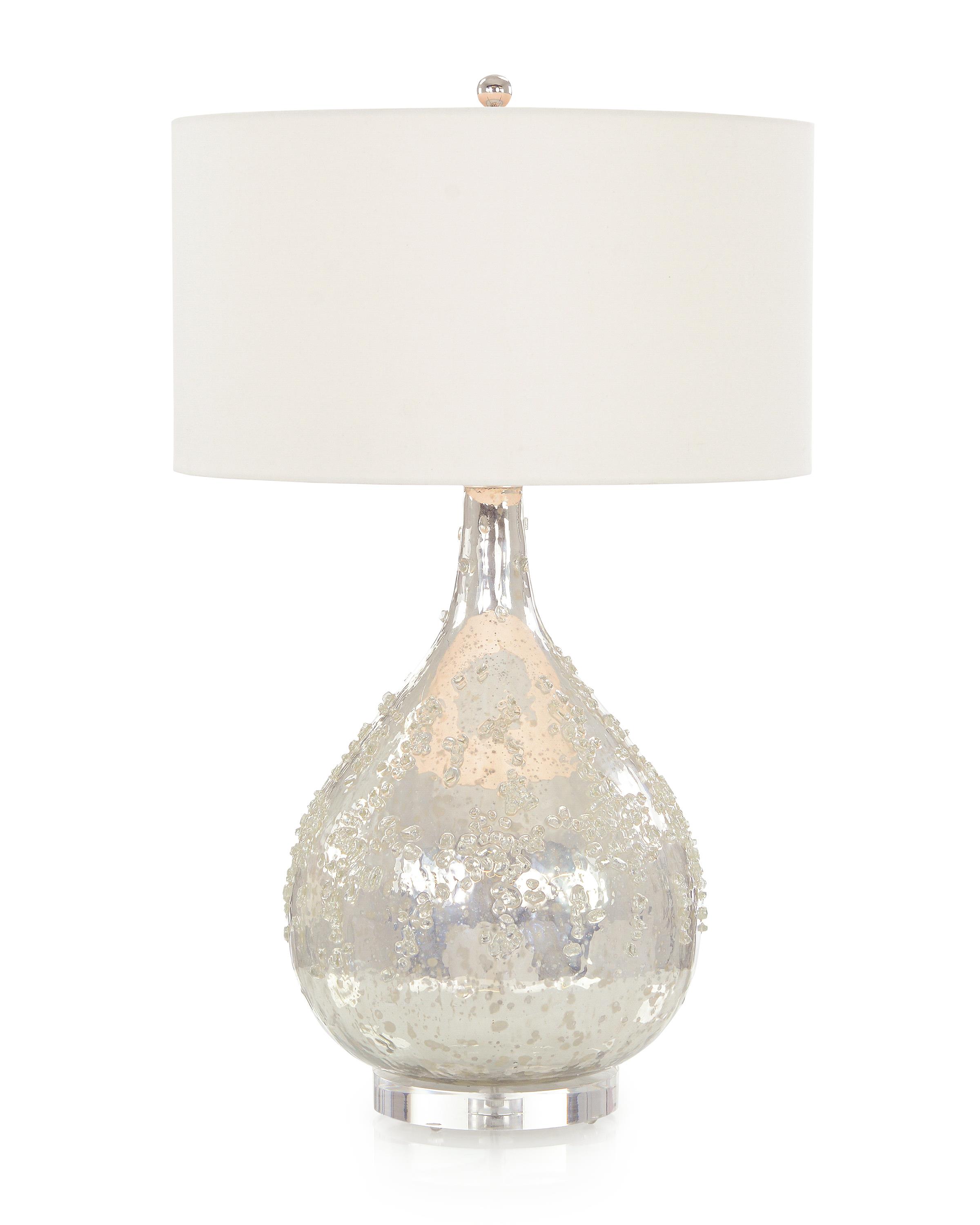 HS28"H SILVER GLASS TABLE LAMP