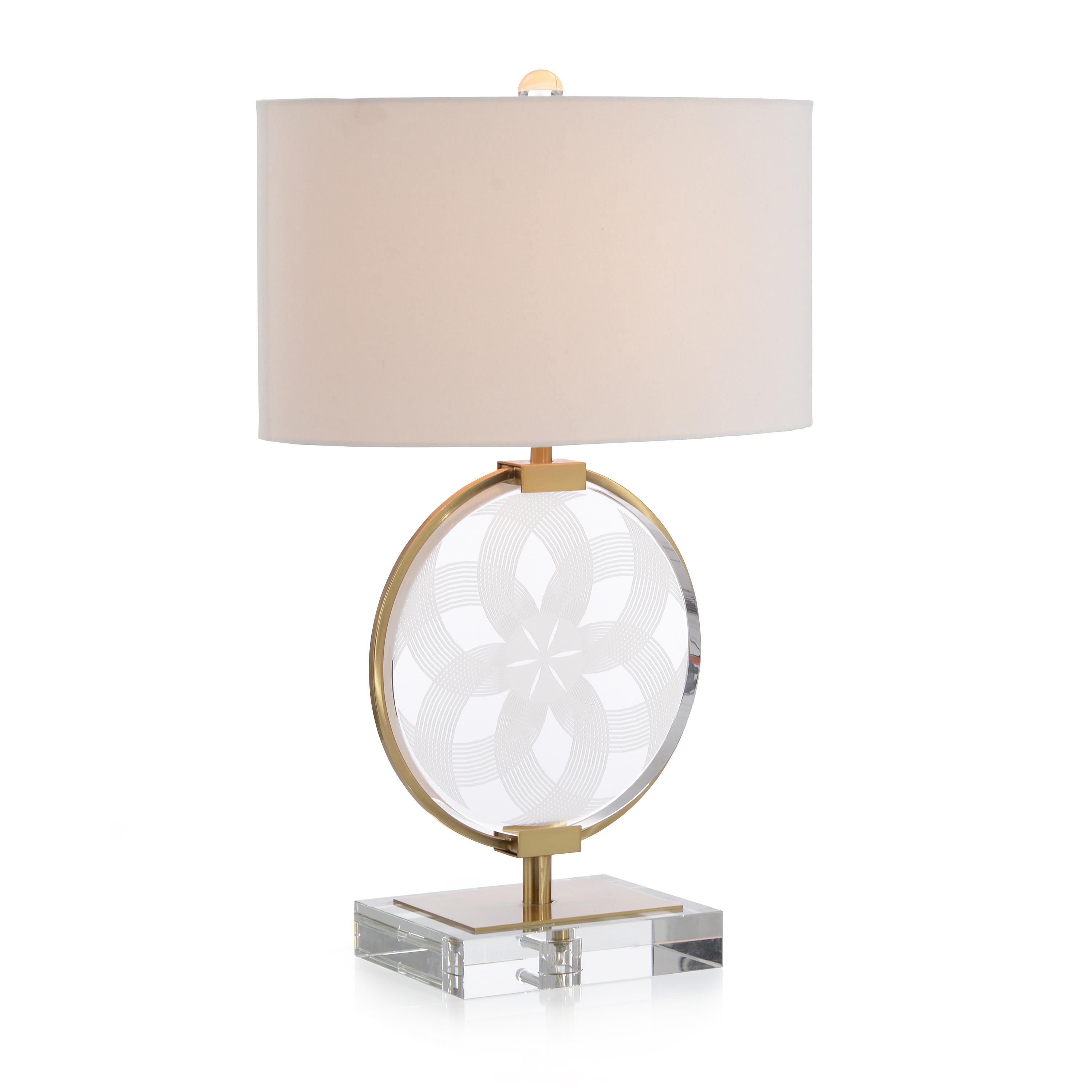 04HS30.5"H ETCHED SUNBURST GLASS TABLE LAMP