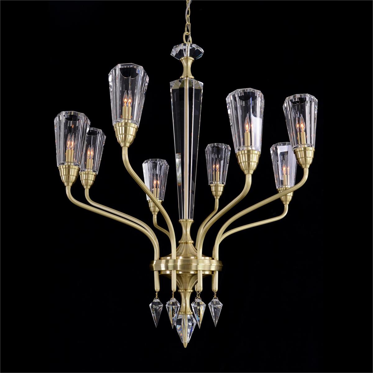04HS48.75"H X 40"D SHERWOOD EIGHTLIGHT CHANDELIER IN SATIN GOLD