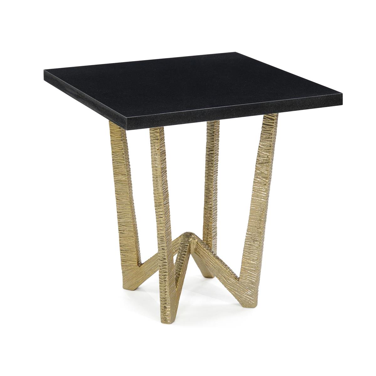 22.5Hx22Wx22D END TABLE IN BRS W/GRANITE