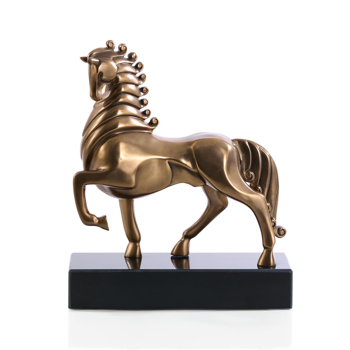 イタリア製 真鍮 馬 置物 race horse ID-156 01-13Hx11Wx4D PLATED HORSE SCLPT MRBL