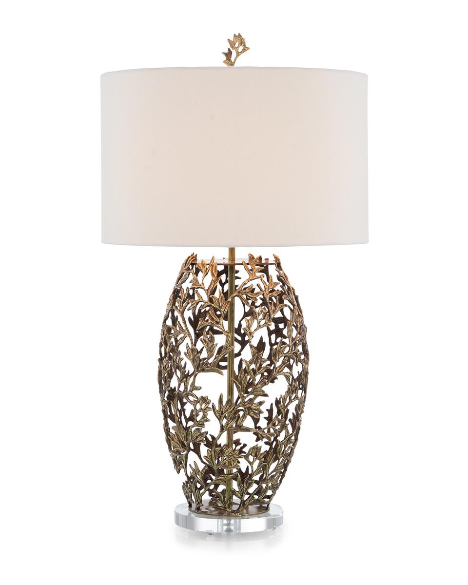 0436" FILIGREE LEAF ROUND TABLE LAMP