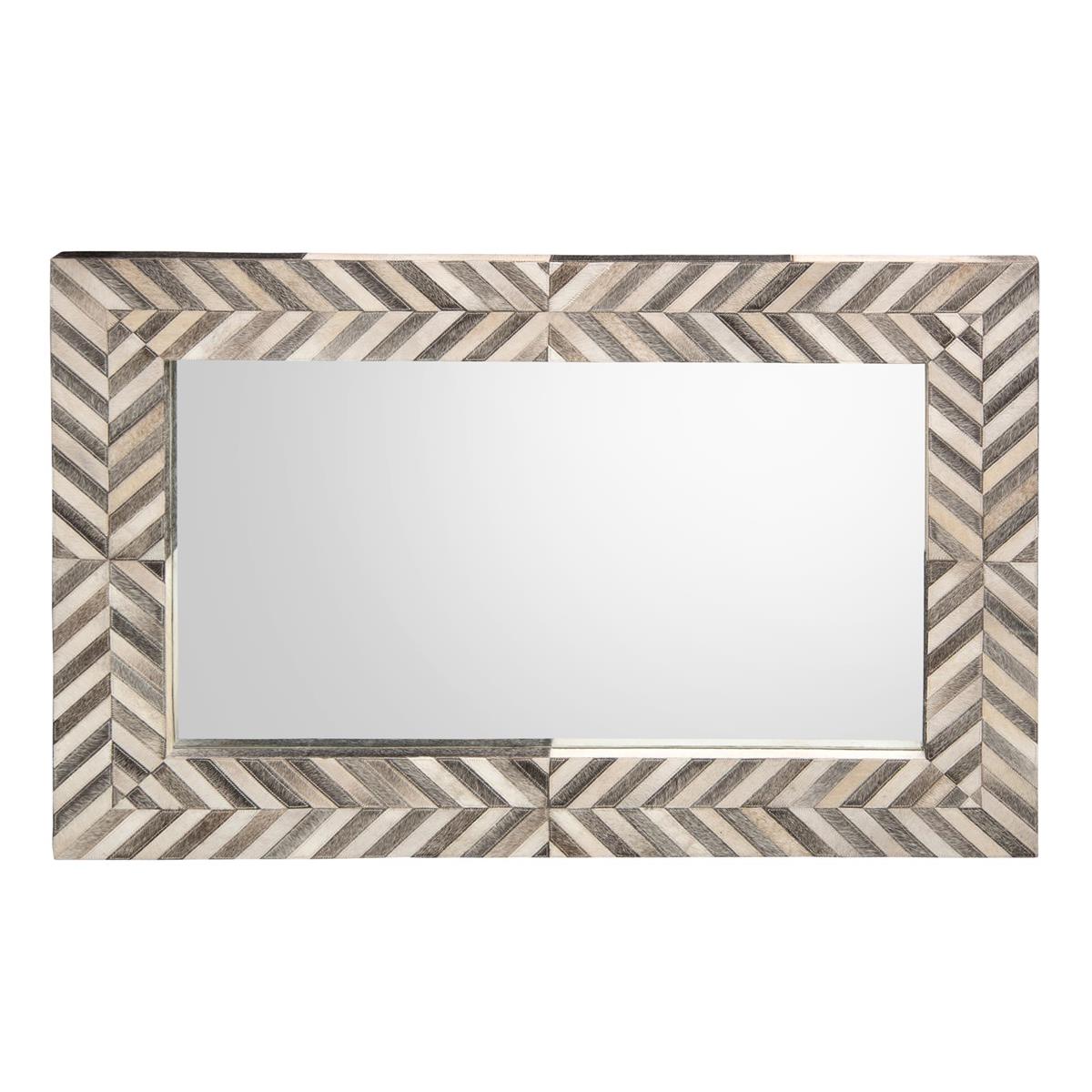 03H36"W X 54"H X 1.75"D HAIR ON HIDE FRAMED MIRROR
