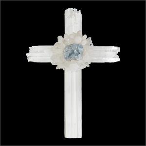 15.5Hx11Wx3.25D SELENITE CROSS W/CELESTI
