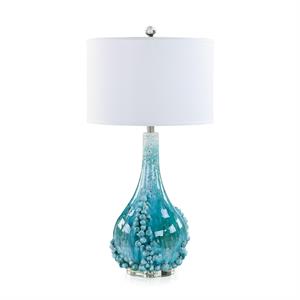 33.5H BUBBLING BLUE TABLE LAMP