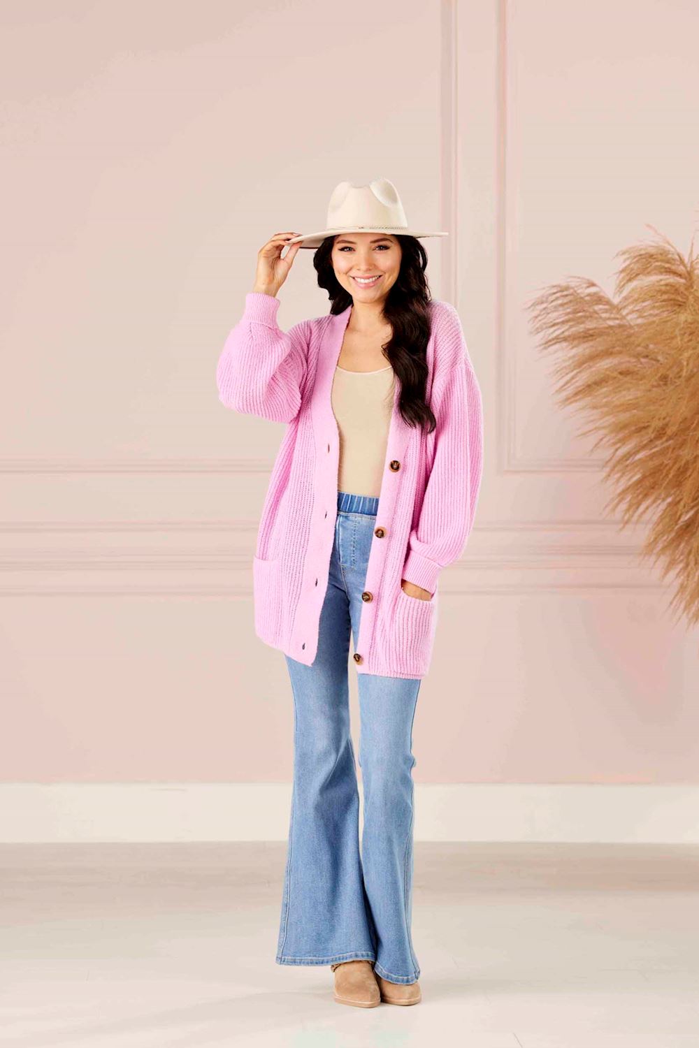 80360025PK | Pink Shelton Cardigan