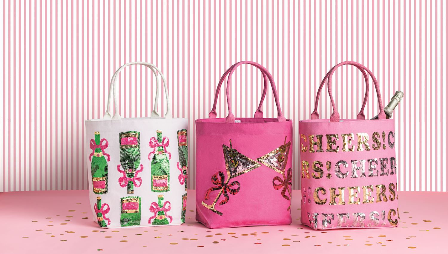 82160084HP | Hot Pink Cheers Sparkle Tote