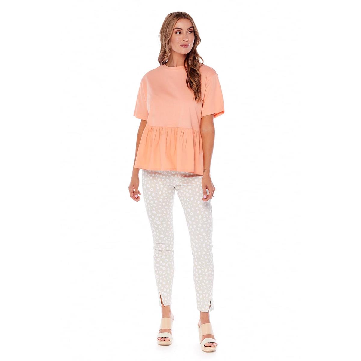 coral peplum top