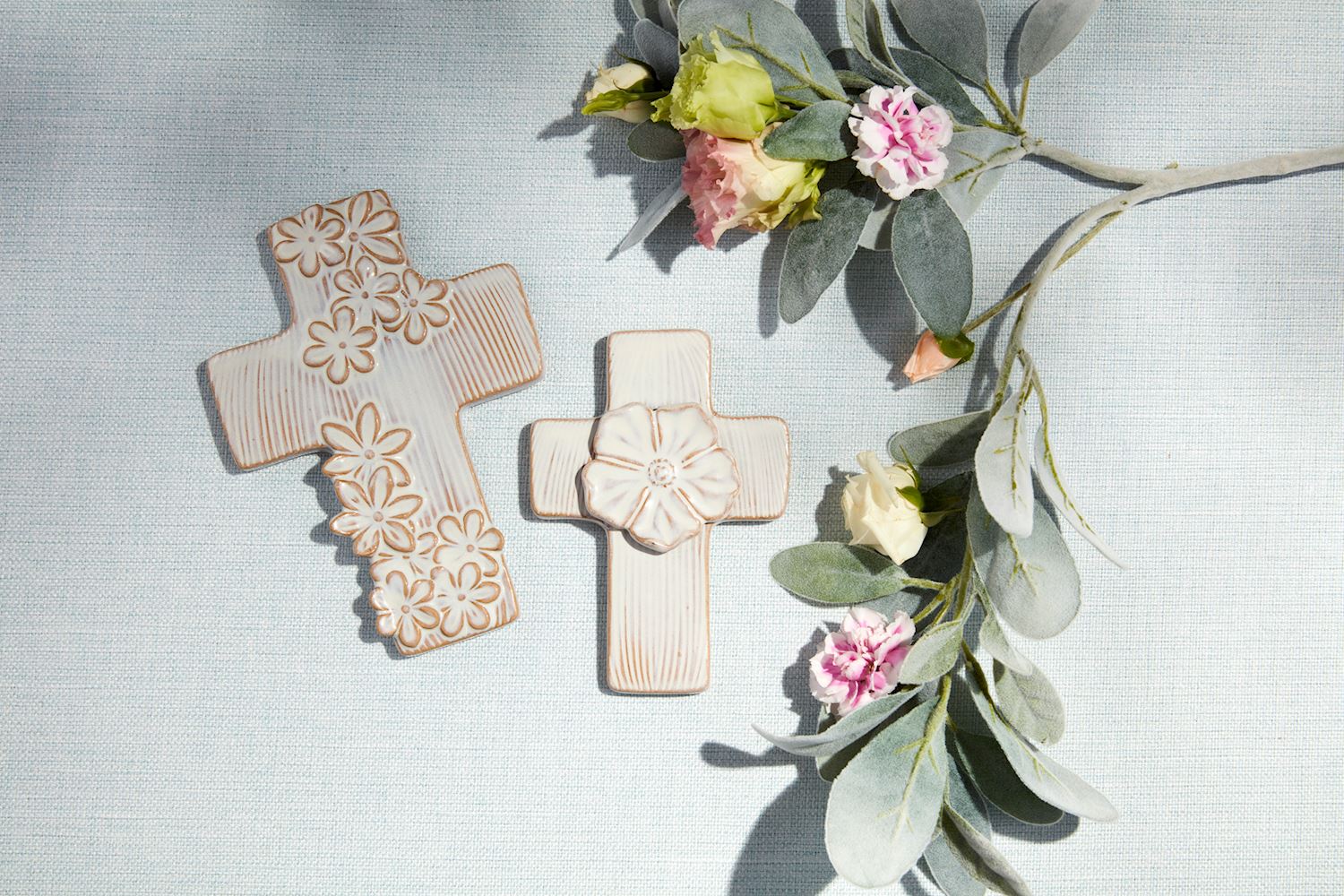 Mud Pie Wholesale White Flower Crosses OneCoast
