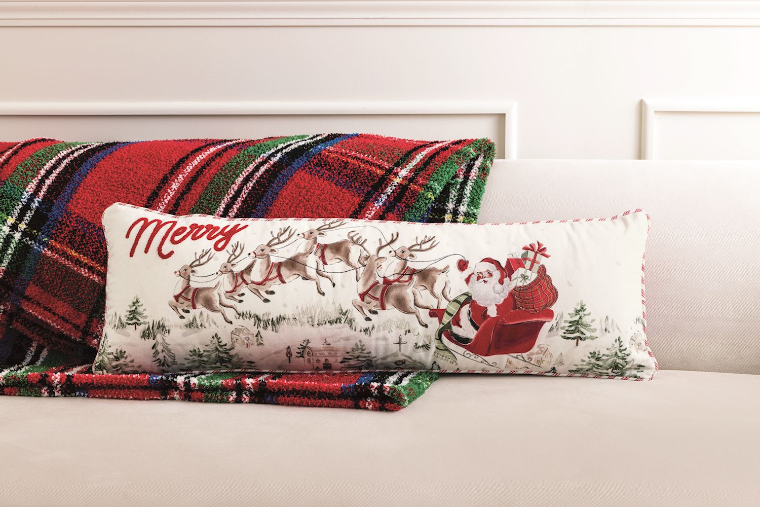 Mud Pie Wholesale Santa Scene Long Pillow OneCoast
