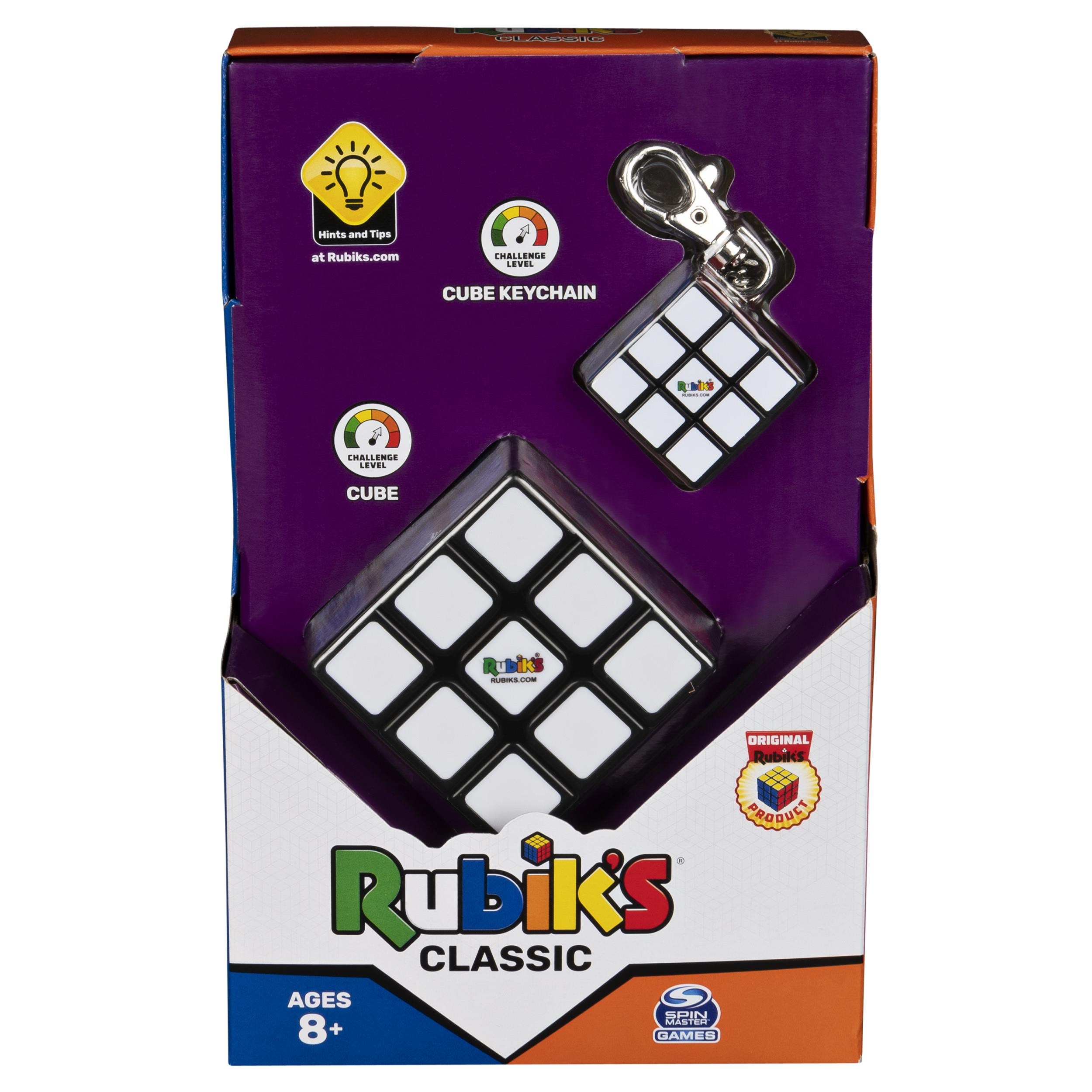 Rubik`s Classic Cube Pack, Classic 3x3 Cube with Keychain Accessory