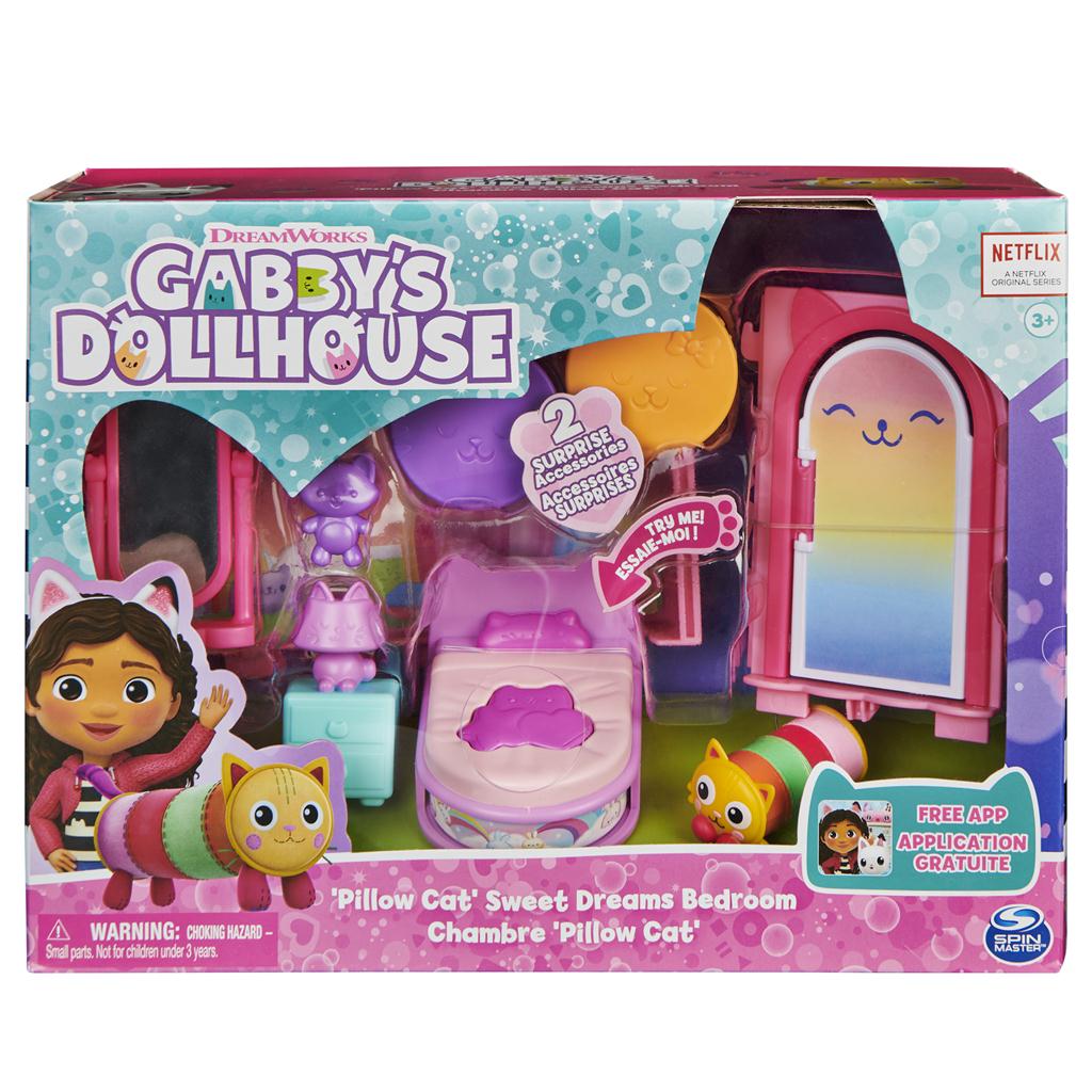 Gabby's Dollhouse 6062034 Camera Da Letto Sweet Dreams Con Letto Trasformabile E Figura Di Pillow Cat, Gioco Per Bambini 3+ Anni