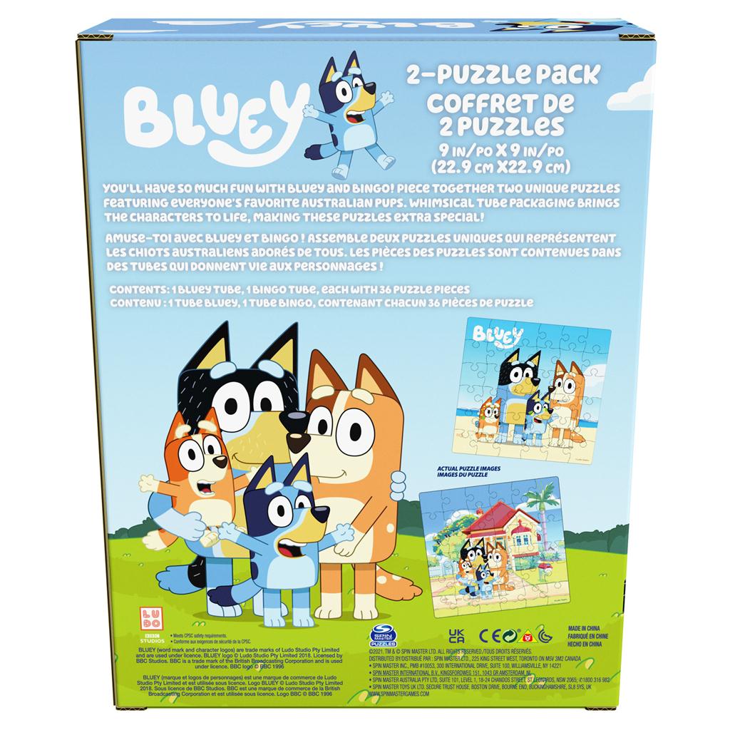 Bluey, 36 Piece Jigsaw Puzzle Two Pack Toy Gift Set with Easy to