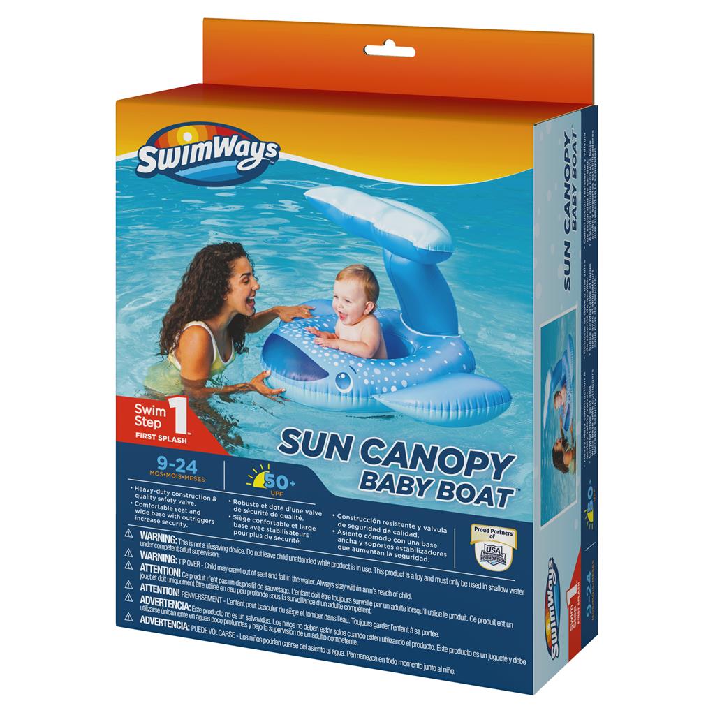 Sun Canopy Baby Boat, Inflatable Baby Pool Float & Swimming Pool