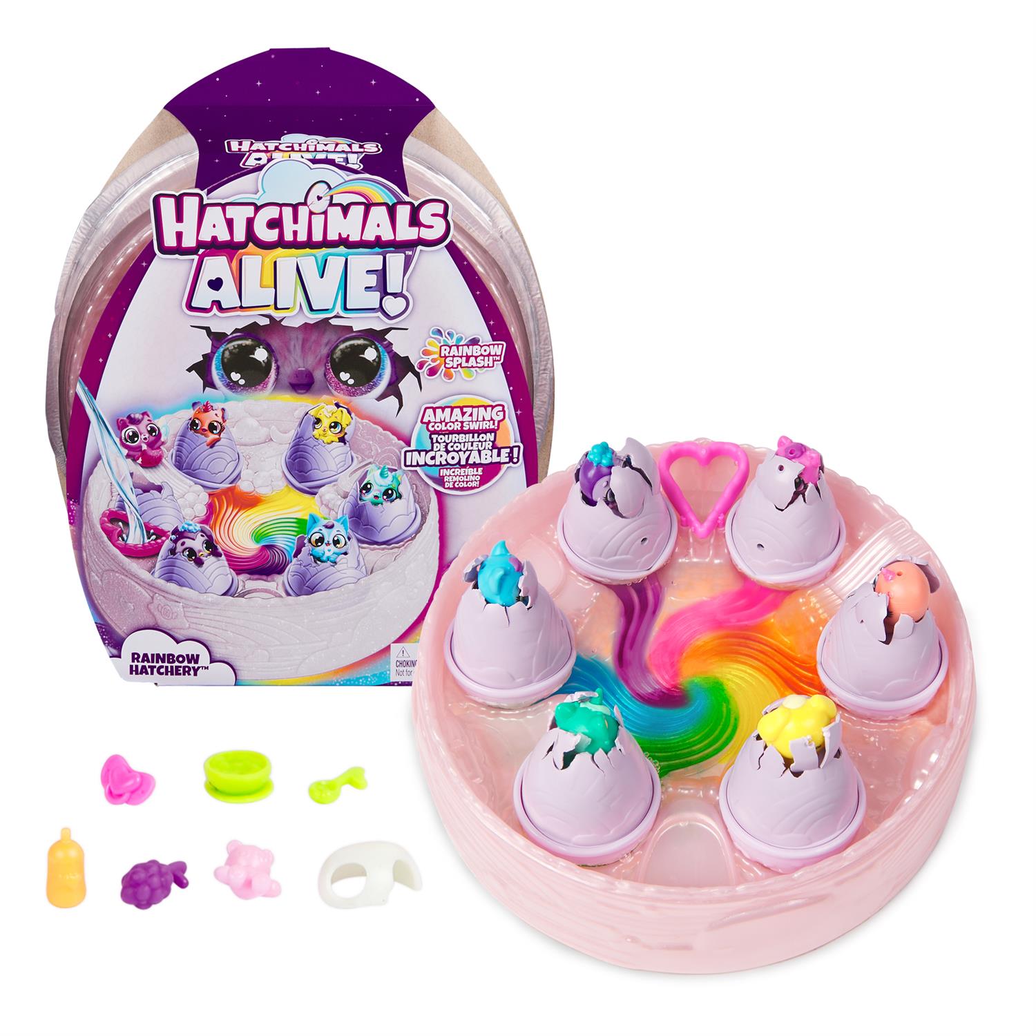 Hatchimals ウーもアライブ 6070168 | Hatchimals Alive, Rainbow Hatchery Toy with 6 Mini Figures