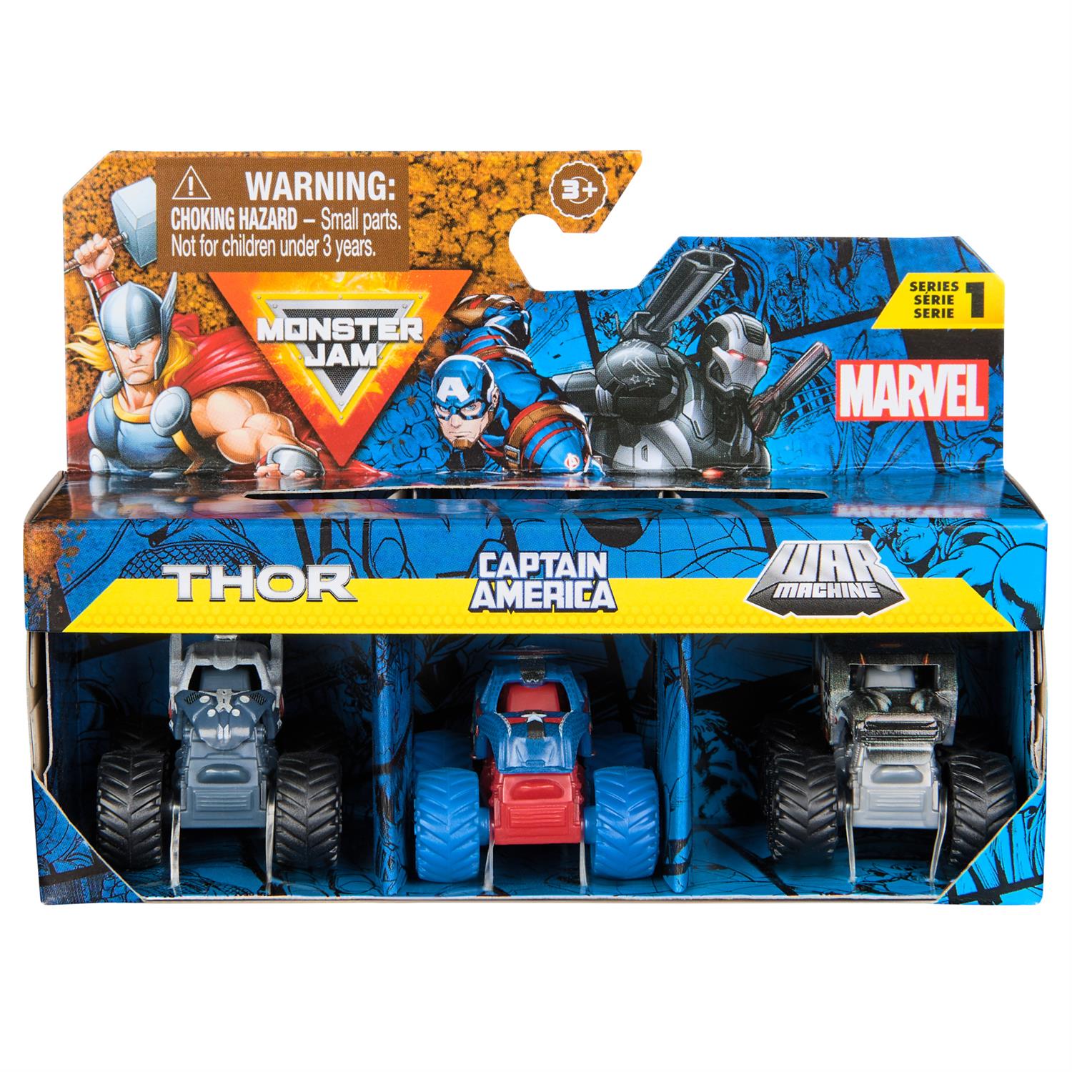 6070229 | Monster Jam, Marvel Mini Monster Truck 3-Pack 1:87 Scale