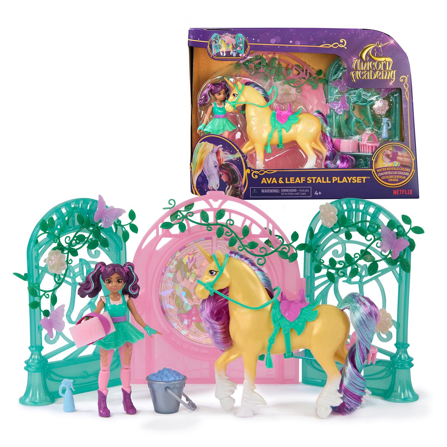 6072051 | Unicorn Academy, Ava Doll & Color-Change Leaf Stall Playset