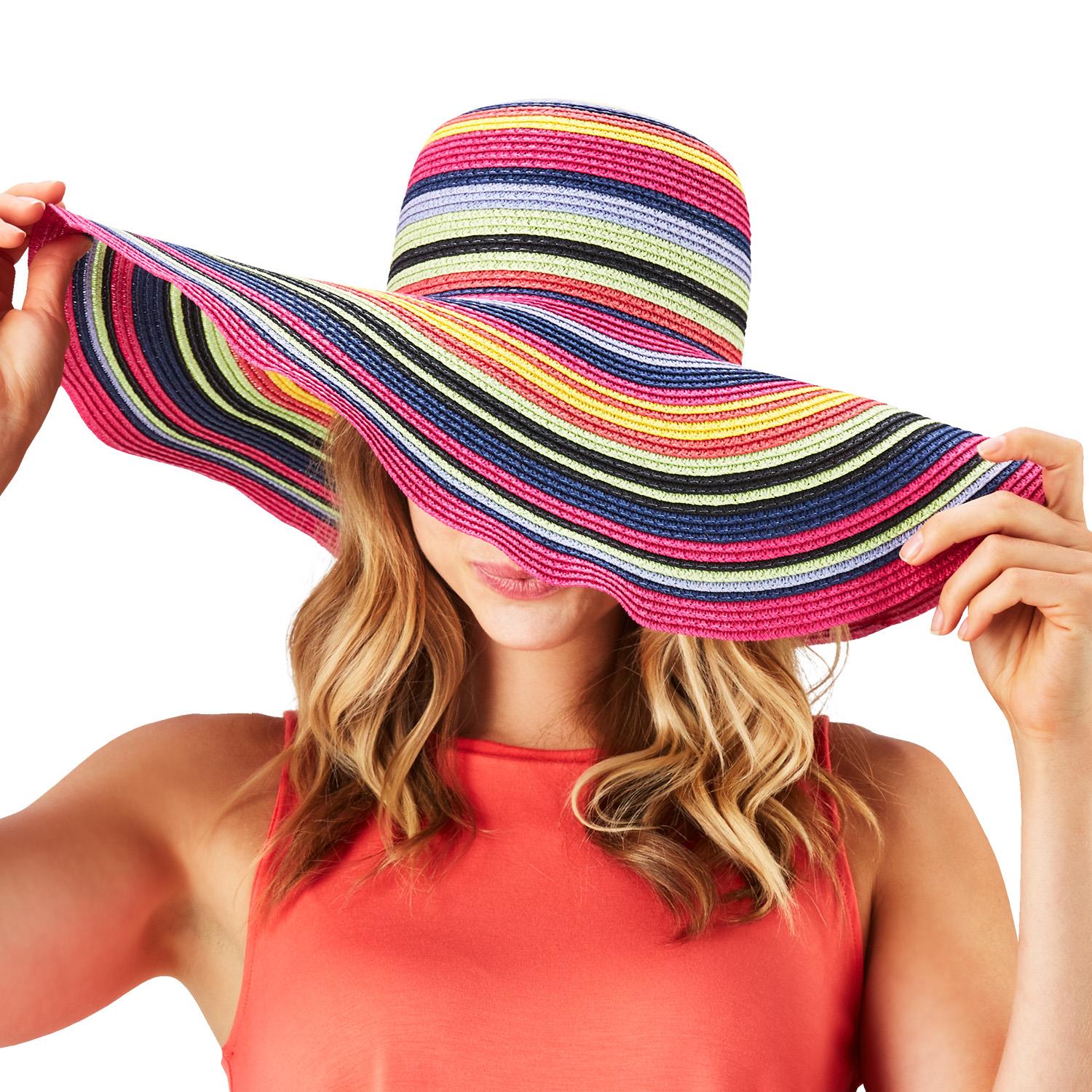 Multicolored Straw Floppy Hat display picture 1