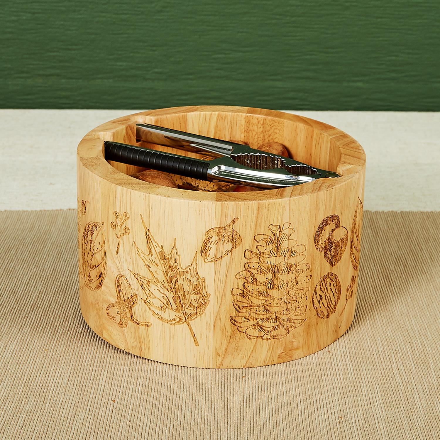 Nut Bowl and Nutcracker Set Parawood/Aluminum