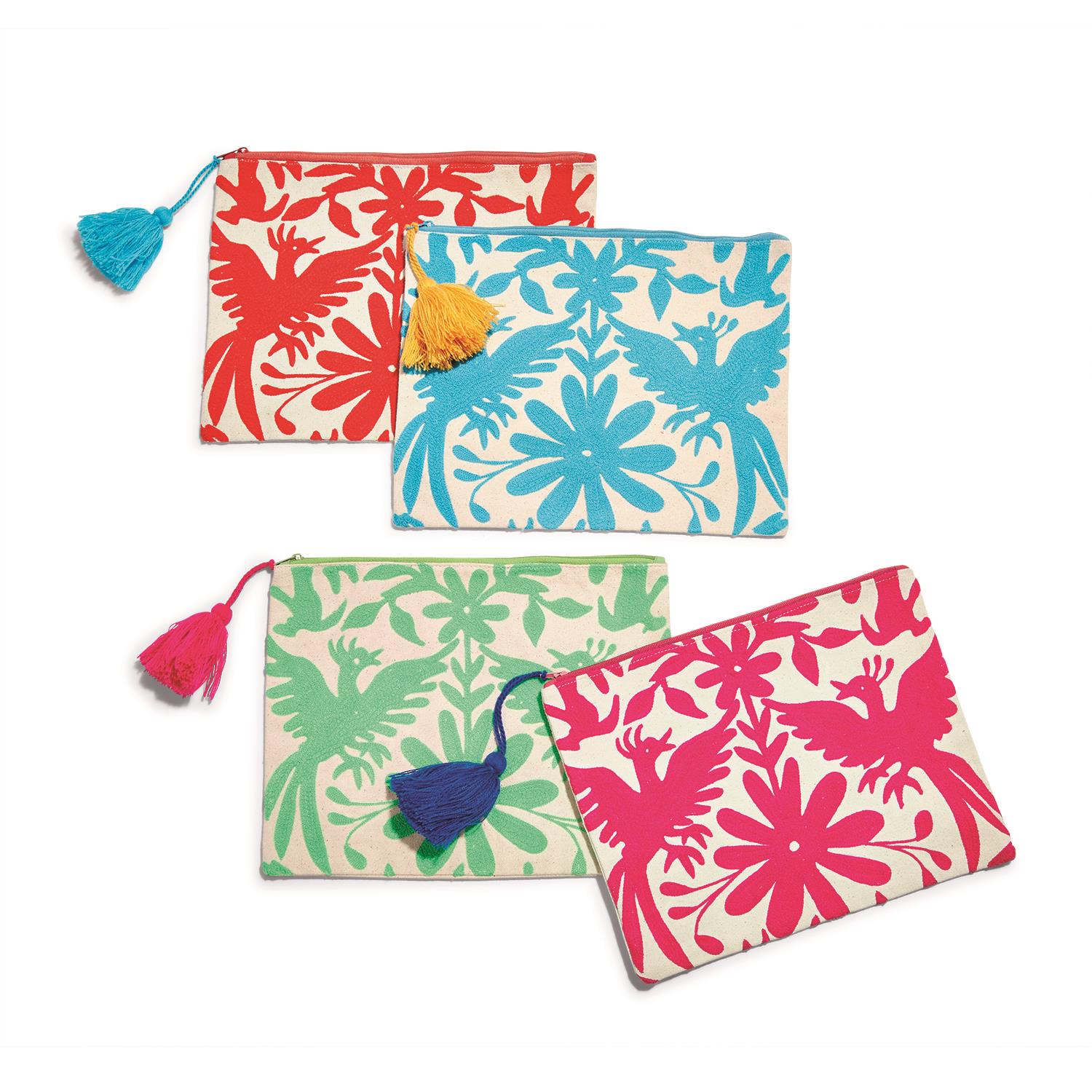 Embroidered Multipurpose Pouch Asst 4 Colors