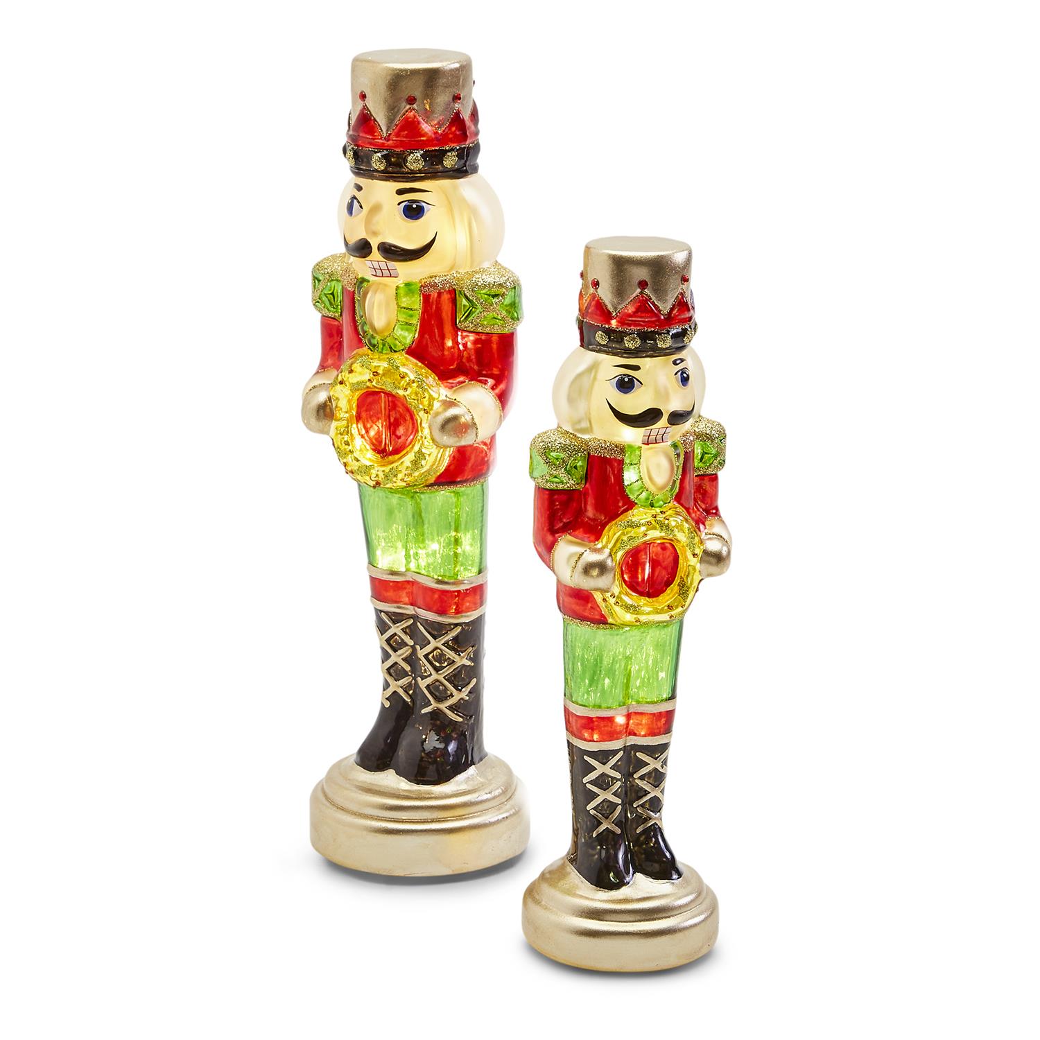 Set of 2 Light Up Nutcracker Soldier Incl 2 Sizes