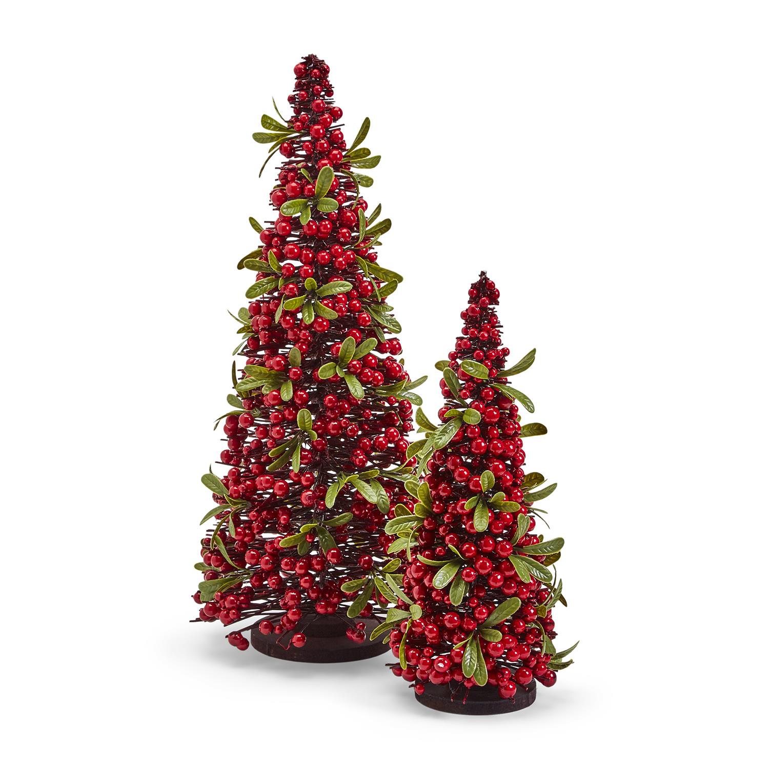 S/2 Red Berry Christmas Trees Incl 2 Sizes