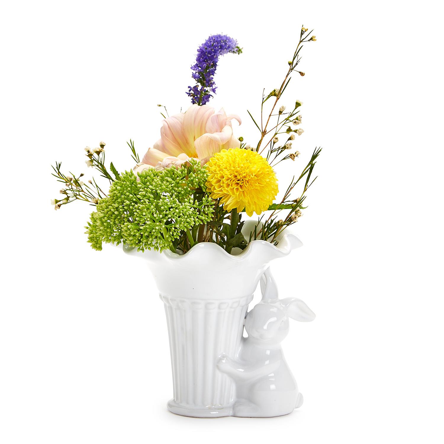 Blooms and Easter Bunny Fluted Vase
