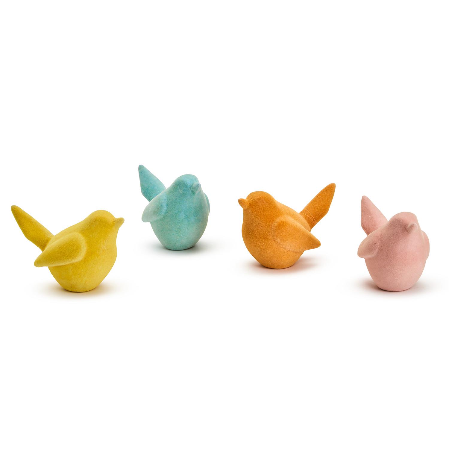 Birds of a Feather 24 Pc Flocked Bird Un Incl 4 Clrs