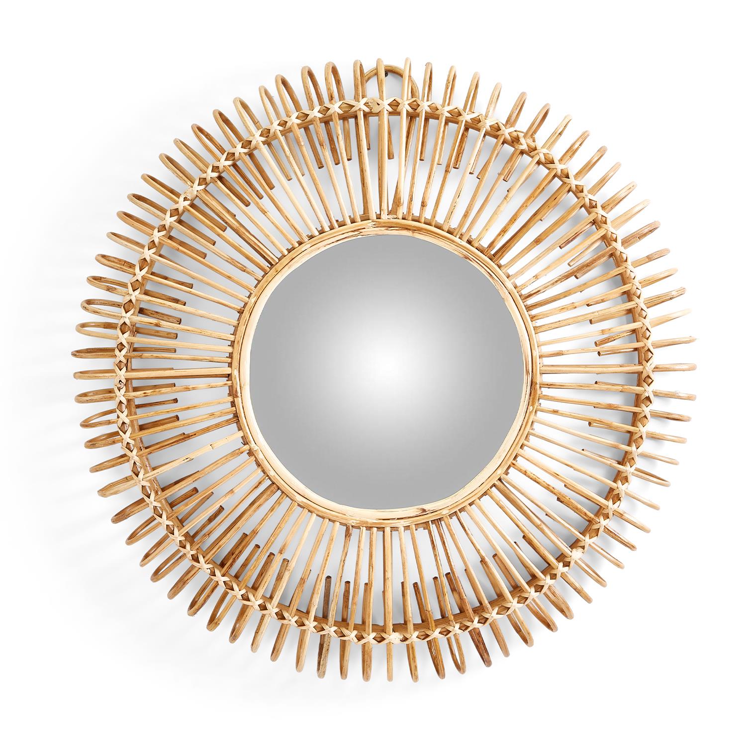 Round Cane HandCrafted Wall Mirror