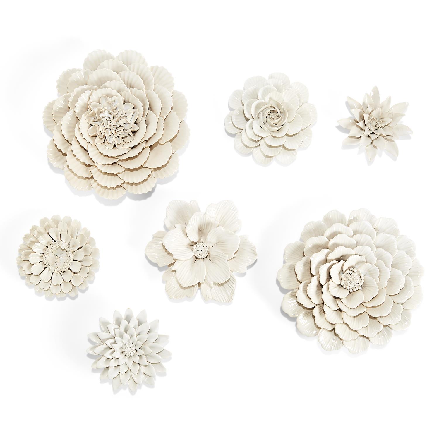 White Garden S/7 Flower Wall Sculptures