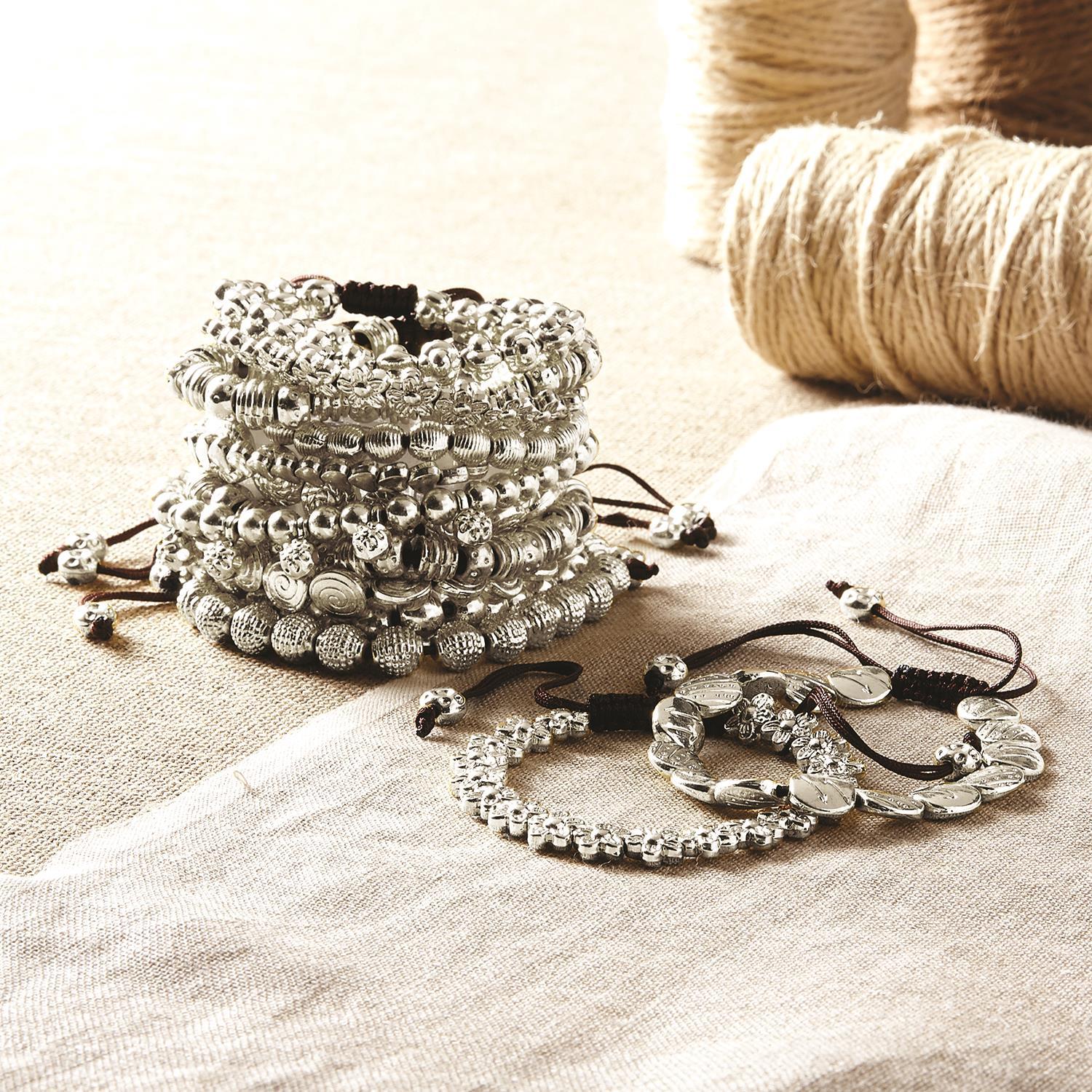 Rfl For 30 Pc Tied Down Silver Bead Bracelet